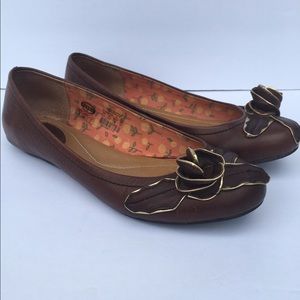 Fossil Womens Flats 8.5 Brown Leather Shoes Rose